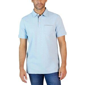 Tahari Men’s Polo Shirt Cloud Blue Cotton Interlock Short Sleeve Size S